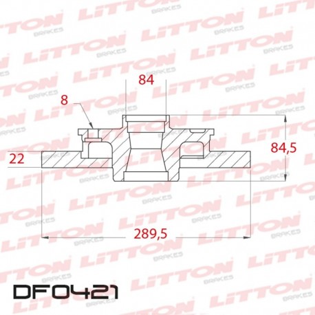 DISCO DE FRENO SOLIDO IVECO DAILY 35.8 / 35.10 / 35.12 - 96/.. TRAS.DIAM.289MM CUBO 22MM