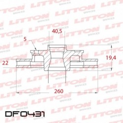 DISCO DE FRENO VENTILADO MB CLASE A - A160 1.6 - 99/.. DELANTERO DIAM.260MM CUBO 22MM