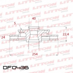 DISCO DE FRENO VENTILADO HYUNDAI H1 2.5 TD - 98/.. DELANTERO DIAM.254MM CUBO 24MM