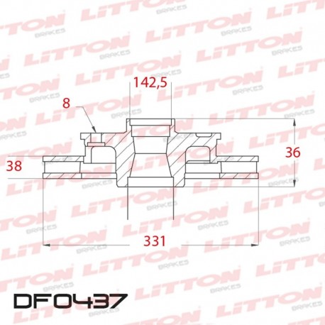 DISCO DE FRENO VENTILADO FORD F100 TODOS M/N (+ BUL. 14X2MM.) - 00/.. DELANTERO C/MAZADIAM.330MM CUBO 38MM