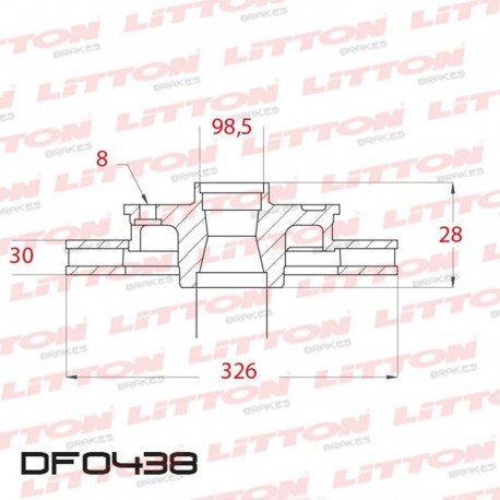 DISCO DE FRENO VENTILADO FORD F100 TODOS NUEVA - 00/.. TRAS.DIAM.326MM CUBO 30MM