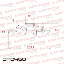 DISCO DE FRENO SOLIDO RENAULT MASTER 2.5D / 2.8 DTI - 00/.. TRAS.DIAM.305MM CUBO 12MM