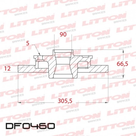 DISCO DE FRENO SOLIDO RENAULT MASTER 2.5D / 2.8 DTI - 00/.. TRAS.DIAM.305MM CUBO 12MM