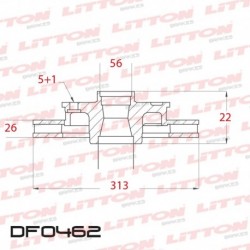 DISCO DE FRENO DELANTERO VENTILADO VOLKSWAGEN SHARAN (CON ABS-D.01) (DIAMETRO 313MM-ALTURA 56MM-AGUJEROS 5+1)