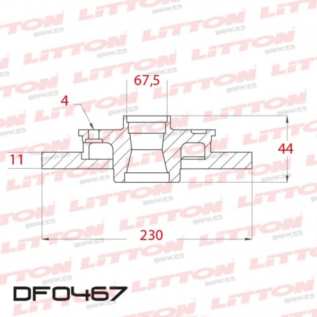 DISCO DE FRENO SOLIDO HYUNDAI ATOS 1.0 - 98/00 DELANTERO DIAM.230MM CUBO 11MM