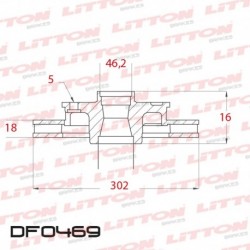 DISCO DE FRENO VENTILADO TOYOTA RAV-4 2.0 - 95/00 DELANTERO DIAM.302MM CUBO 18MM