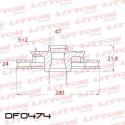 DISCO DE FRENO VENTILADO RENAULT LAGUNA 1.8 16V / 1.9 DCI - 98/.. DELANTERO DIAM.280MM CUBO 24MM