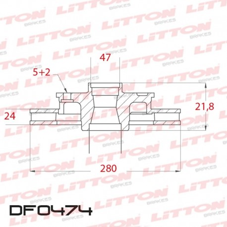 DISCO DE FRENO VENTILADO RENAULT LAGUNA 1.8 16V / 1.9 DCI - 98/.. DELANTERO DIAM.280MM CUBO 24MM