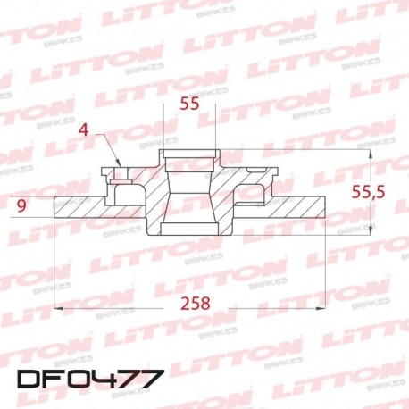 DISCO DE FRENO SOLIDO TOYOTA COROLLA 1.6 16V - 03/.. TRAS.DIAM.258MM CUBO 9MM