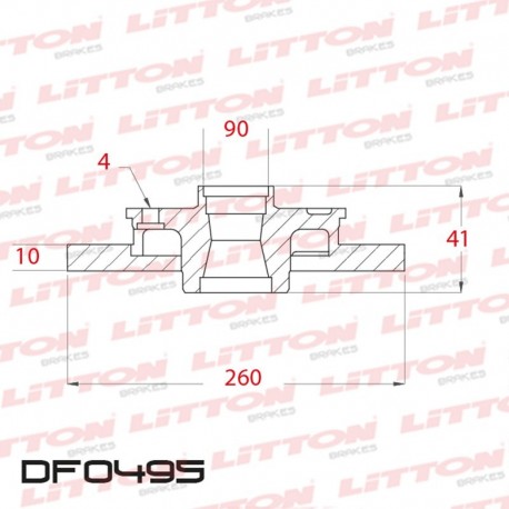 DISCO DE FRENO SOLIDO VOLVO S40 TODOS - 97/04 TRAS.DIAM.260MM CUBO 10MM