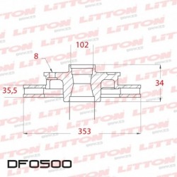 DISCO DE FRENO VENTILADO DODGE RAM 2500 / 3500 4X2 / 4X4 - 03/04 DELANTERO DIAM.353MM CUBO 35,5MM