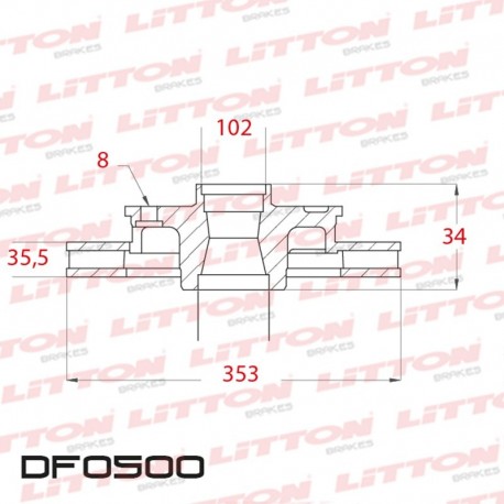 DISCO DE FRENO VENTILADO DODGE RAM 2500 / 3500 4X2 / 4X4 - 03/04 DELANTERO DIAM.353MM CUBO 35,5MM