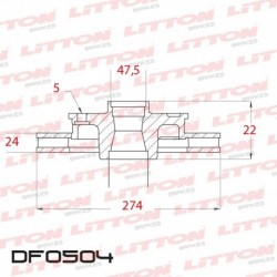 DISCO DE FRENO VENTILADO KIA CARNIVAL 2.9 TD - 99/.. DELANTERO DIAM.274MM CUBO 24MM