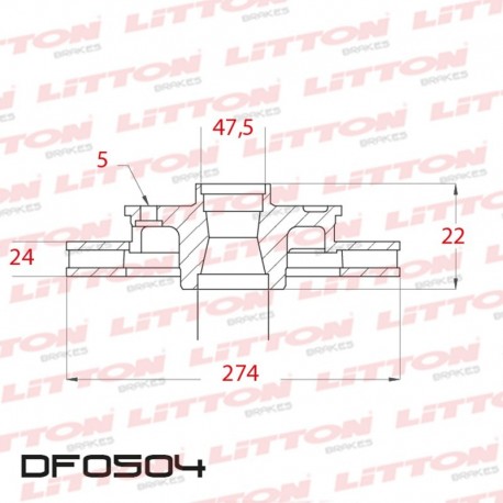 DISCO DE FRENO VENTILADO KIA CARNIVAL 2.9 TD - 99/.. DELANTERO DIAM.274MM CUBO 24MM