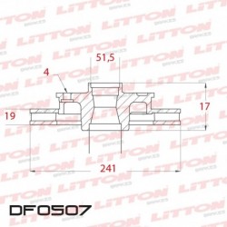 DISCO DE FRENO VENTILADO HYUNDAI ACCENT 1.5 - 00/03 DELANTERO DIAM.241MM CUBO 19MM