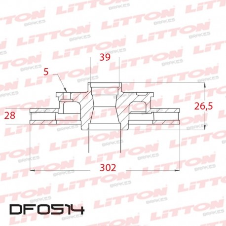 DISCO DE FRENO VENTILADO CHRYSLER CARAVAN 2.4 / 3.3 / 3.8 - 00/.. DELANTERO LLANTA 16`DIAM.302MM CUBO 28MM