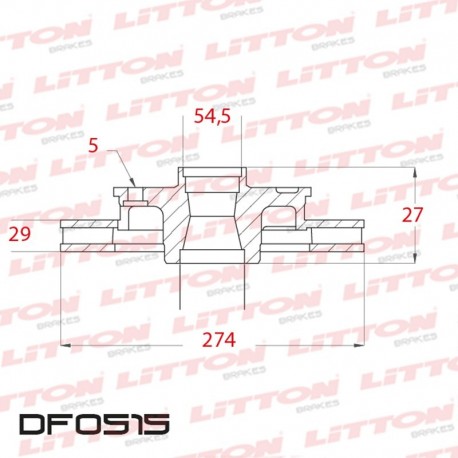 DISCO DE FRENO VENTILADO CHEVROLET BLAZER 4X4 - 98/11 DELANTERO DIAM.274MM CUBO 29MM