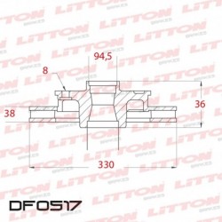 DISCO DE FRENO VENTILADO FORD F4000 TODOS (8 AGUJEROS) - 98/.. DELANTERO DIAM.330MM CUBO 33MM