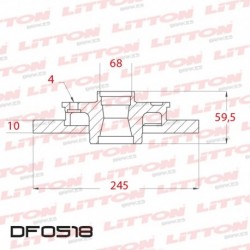 DISCO DE FRENO SOLIDO AUDI 80 TODOS - 91/.. TRAS.DIAM.245MM CUBO 10MM