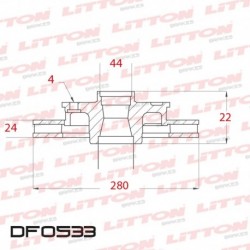 DISCO DE FRENO VENTILADO RENAULT LAGUNA 2.0 (4 AGUJEROS) - 95/.. DELANTERO DIAM.280MM CUBO 24MM