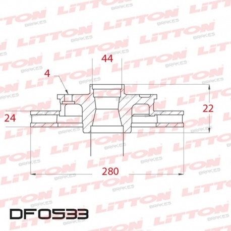 DISCO DE FRENO VENTILADO RENAULT LAGUNA 2.0 (4 AGUJEROS) - 95/.. DELANTERO DIAM.280MM CUBO 24MM