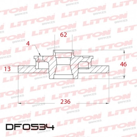 DISCO DE FRENO SOLIDO SKODA FAVORIT TODOS - 94/95 DELANTERO DIAM.236MM CUBO 13MM