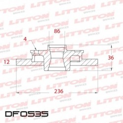 DISCO DE FRENO SOLIDO CHERY QQ 1.1 - 10/.. DELANTERO DIAM.236MM CUBO 12MM