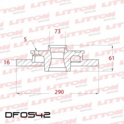 DISCO DE FRENO DELANTERO SOLIDO PARA FIAT DUCATO (H.95) (DIAMETRO 290MM-ALTURA 61MM-AGUJEROS 5)