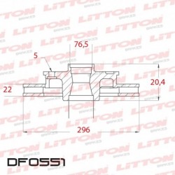 DISCO DE FRENO VENTILADO BMW 520 I - 96/04 DELANTERO DIAM.296MM CUBO 22MM