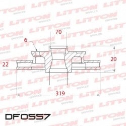 DISCO DE FRENO VENTILADO TOYOTA HILUX SW4 4X4 3.0 TD - 99/05 DELANTERO LLANTA 16`DIAM.319MM CUBO 22MM