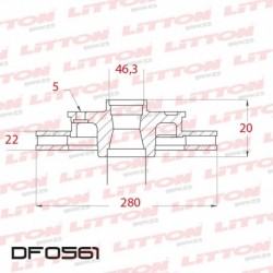 DISCO DE FRENO VENTILADO AUDI A4 1.6 / 1.8 20V / TD - 97/.. DELANTERO DIAM.280MM CUBO 22MM