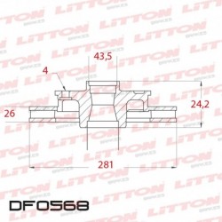 DISCO DE FRENO VENTILADO FIAT DOBLO 1.8 16V - 00/.. DELANTERO DIAM.281MM CUBO 26MM