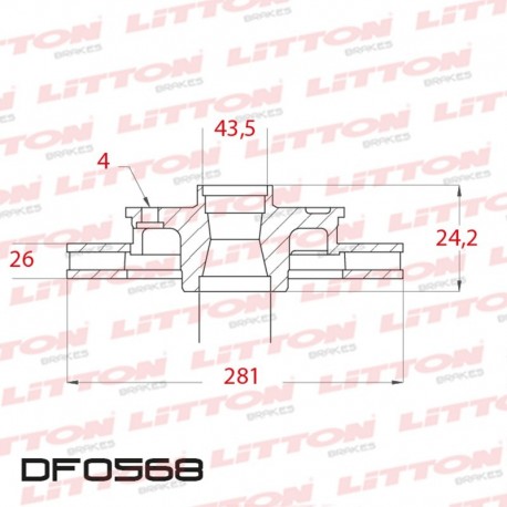 DISCO DE FRENO VENTILADO FIAT DOBLO 1.8 16V - 00/.. DELANTERO DIAM.281MM CUBO 26MM