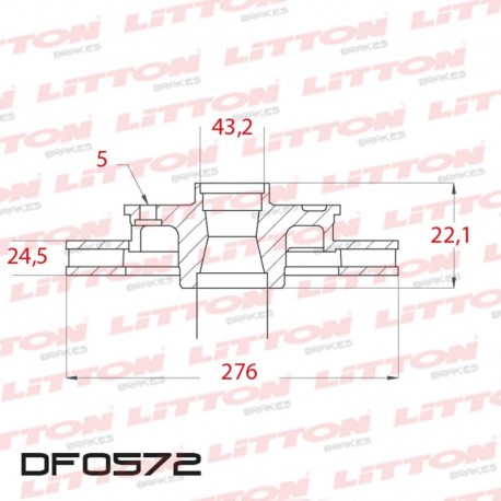 DISCO DE FRENO VENTILADO FORD TRANSIT TODOS CORTA - 01/.. DELANTERO DIAM.276MM CUBO 24,5MM