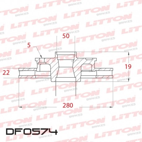 DISCO DE FRENO VENTILADO AUDI A3 1.6 SPORTBACK - 04/.. DELANTERO DIAM.280MM CUBO 22MM