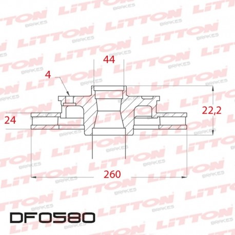 DISCO DE FRENO VENTILADO FORD ESCORT TODOS - 96/99 DELANTERO DIAM.260MM CUBO 24MM