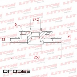 DISCO DE FRENO DELANTERO VENTILADO NISSAN PICKUP D21 (D.85) (DIAMETRO 250MM-ALTURA 37MM-AGUJEROS 6)