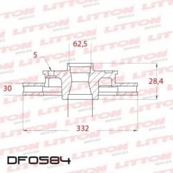 DISCO DE FRENO VENTILADO BMW X5 3.0 / 4.4I / 3.0 D - 02/.. DELANTERO DIAM.332MM CUBO 30MM