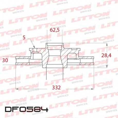 DISCO DE FRENO VENTILADO BMW X5 3.0 / 4.4I / 3.0 D - 02/.. DELANTERO DIAM.332MM CUBO 30MM