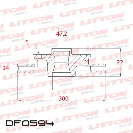 DISCO DE FRENO VENTILADO FORD MONDEO 1.8 16V / 1.8 TD - 00/.. DELANTERO DIAM.300MM CUBO 24MM