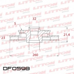 DISCO DE FRENO VENTILADO CHRYSLER STRATUS TODOS - 95/.. DELANTERO LLANTA 14`DIAM.260MM CUBO 23MM