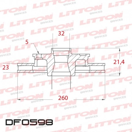 DISCO DE FRENO VENTILADO CHRYSLER STRATUS TODOS - 95/.. DELANTERO LLANTA 14`DIAM.260MM CUBO 23MM