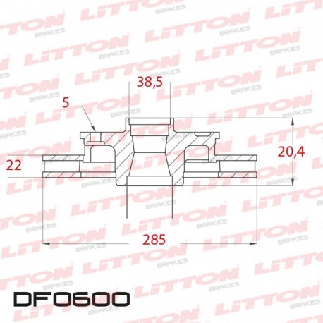 DISCO DE FRENO VENTILADO MITSUBISHI MONTERO IO 1.6 3P / 1.8 5P - 99/.. DELANTERO DIAM.285MM CUBO 22MM