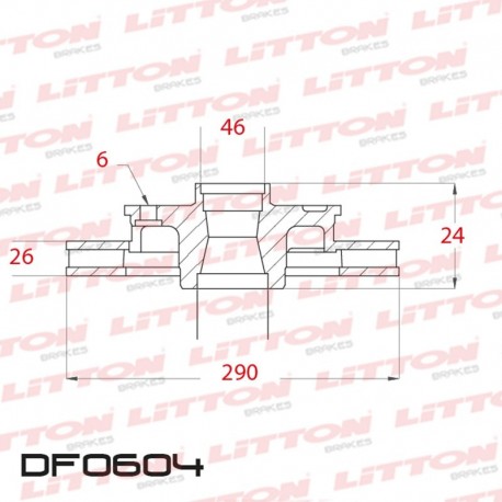 DISCO DE FRENO VENTILADO MITSUBISHI MONTERO 3.2 DI-D - 00/06 DELANTERO DIAM.290MM CUBO 26MM