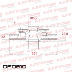 DISCO DE FRENO VENTILADO FORD EXPLORER 4X2 (+ BULONES) - 92/95 DELANTERO C/MAZADIAM.261MM CUBO 22MM