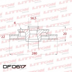 DISCO DE FRENO VENTILADO AUDI 80 TODOS - ../96 DELANTERO DIAM.280MM CUBO 22MM