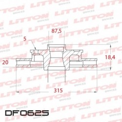 DISCO DE FRENO VENTILADO KIA SORENTO 4X4 - 05/.. TRAS.DIAM.315MM CUBO 20MM