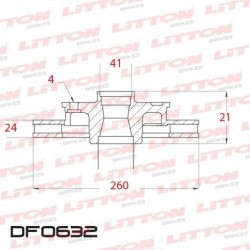 DISCO DE FRENO DELANTERO VENTILADO PARA CHEVROLET CORSA II /COMBO /MERIVA (DIAMETRO 260MM-ALTURA 41MM-AGUJEROS 6+1)