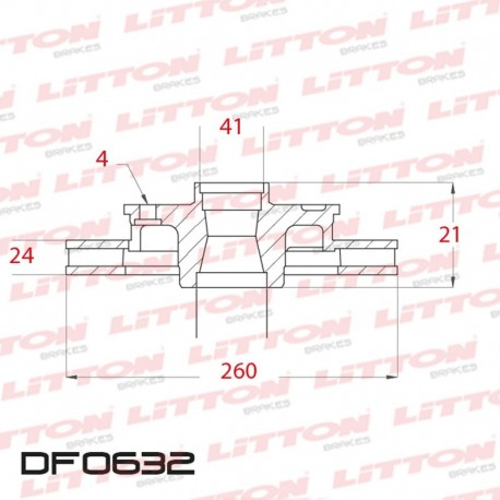 DISCO DE FRENO DELANTERO VENTILADO PARA CHEVROLET CORSA II /COMBO /MERIVA (DIAMETRO 260MM-ALTURA 41MM-AGUJEROS 6+1)