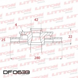 DISCO DE FRENO DELANTERO VENTILADO PARA CHEVROLET MERIVA 1.8 16V (D.03) (DIAMETRO 280MM-ALTURA 42MM-AGUJEROS 6+1)